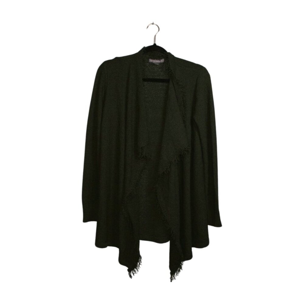 Forest Green Kate & Mallory frayed-edge knit jacket cardigan | SMALL - Picture 4 of 10